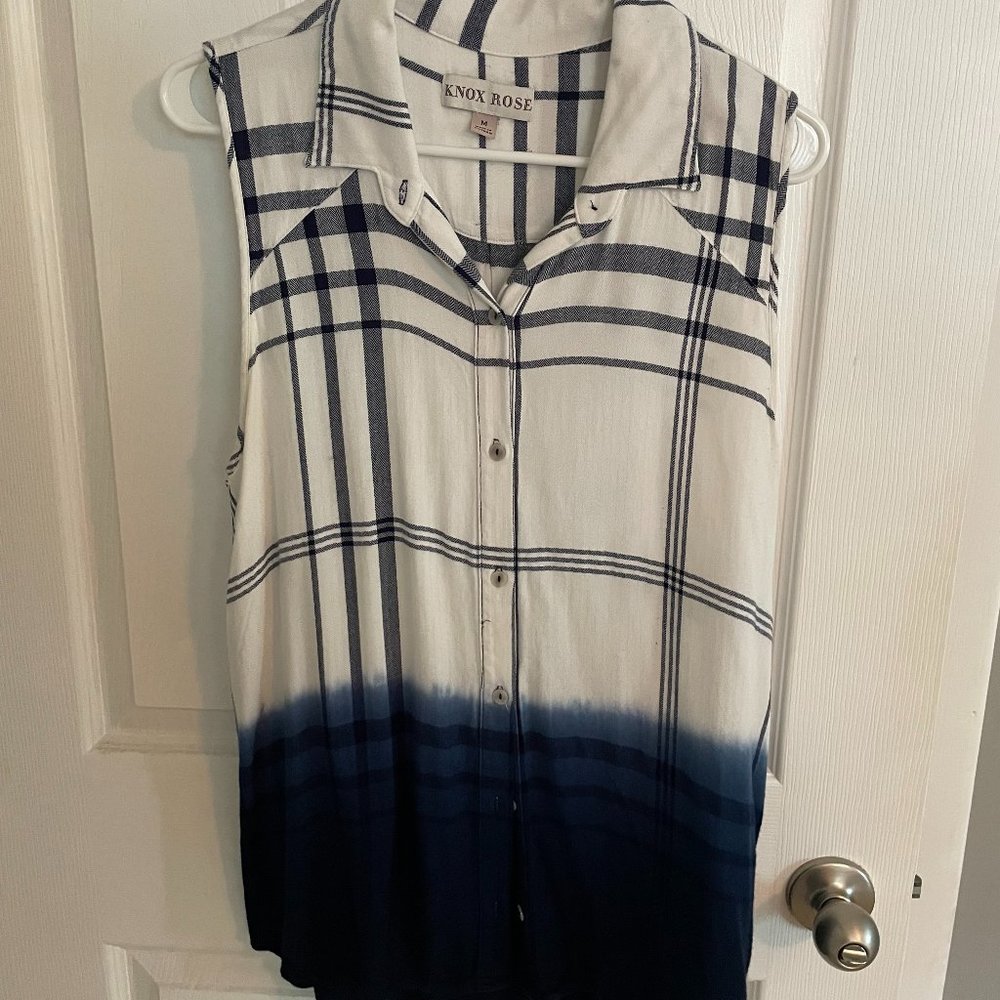 Knox Rose Flannel Tank Top Navy/White (M)